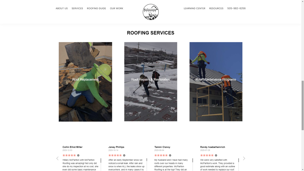 roofing company website design