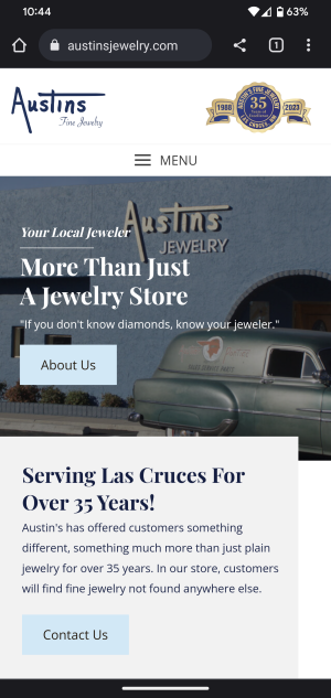 jewelry store mobile responsive view