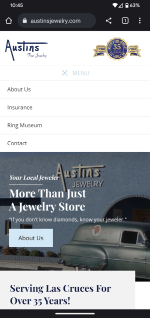 jewelry store mobile responsive view