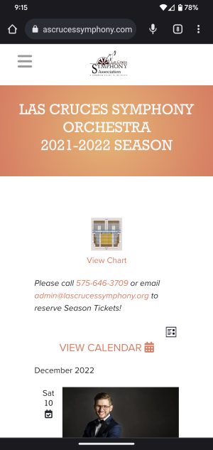 symphony orchestra mobile responsive website